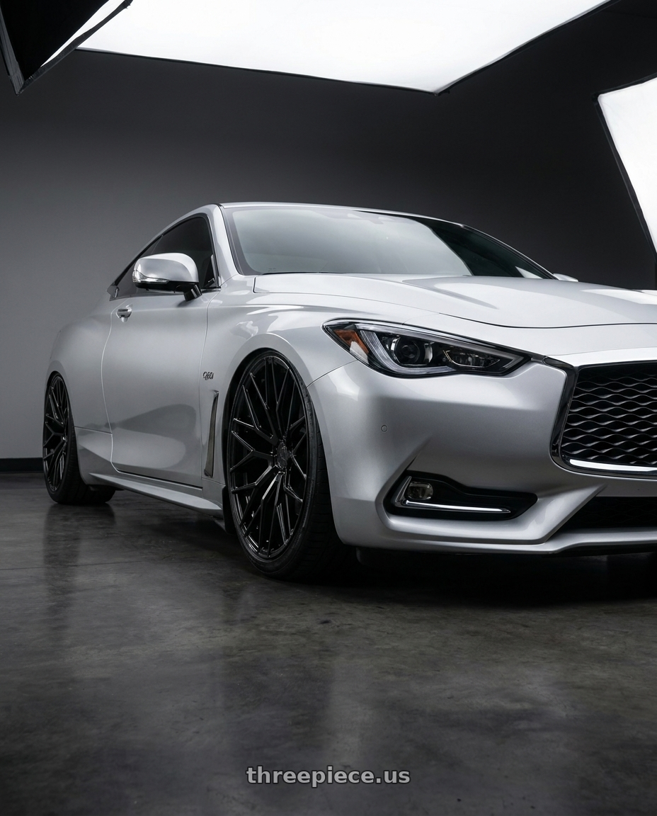 2020 Infiniti Q60 with Avant Garde Wheels M520R 5X114.3 19x8.5 +35 Gloss Black wheels