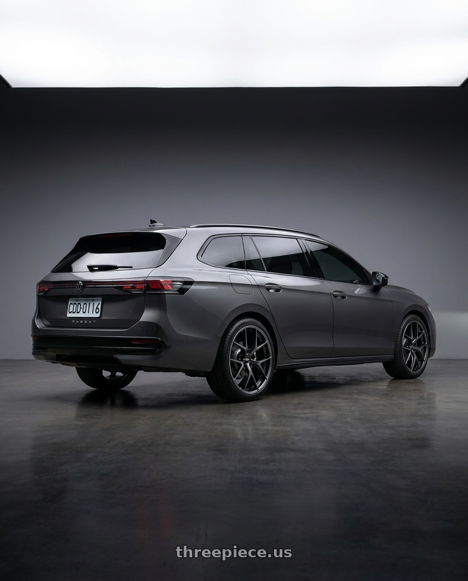 2025 Passat Variant with BBS RI-S 5x112 20x9.0+34 Diamond Black wheels rear three quarter view square tires