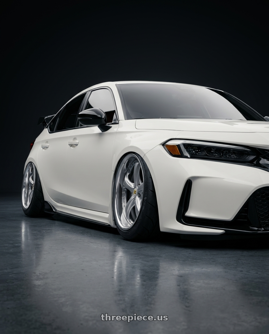 2024 Honda Civic FL5 with Work Wheels VS-KF 5x120 19x10+59 Light Grey Silver O Disk FULL REVERSE wheels