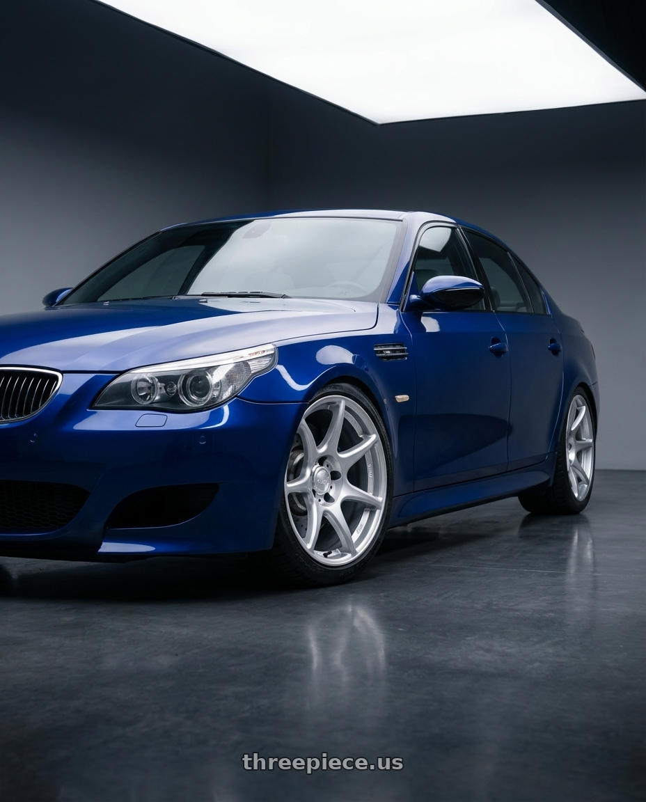 2010 BMW M5 E60 with Kansei K11S Tandem 5X120 19x9.5 22 Hyper Silver wheels