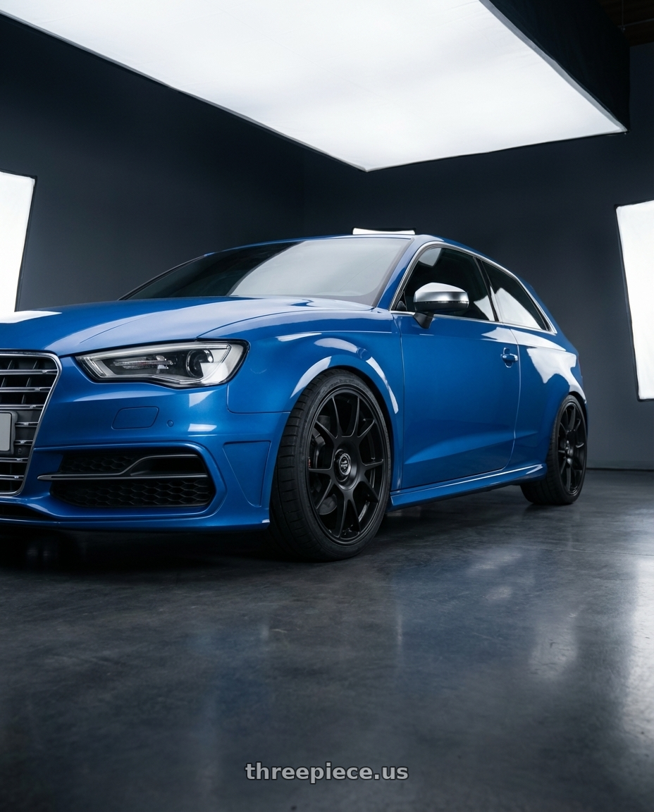 2019 Audi S3 8V with fifteen52 COMP 5x112 / 5x120 18x8.5 +35 ASPHALT BLACK (SATIN BLACK) wheels