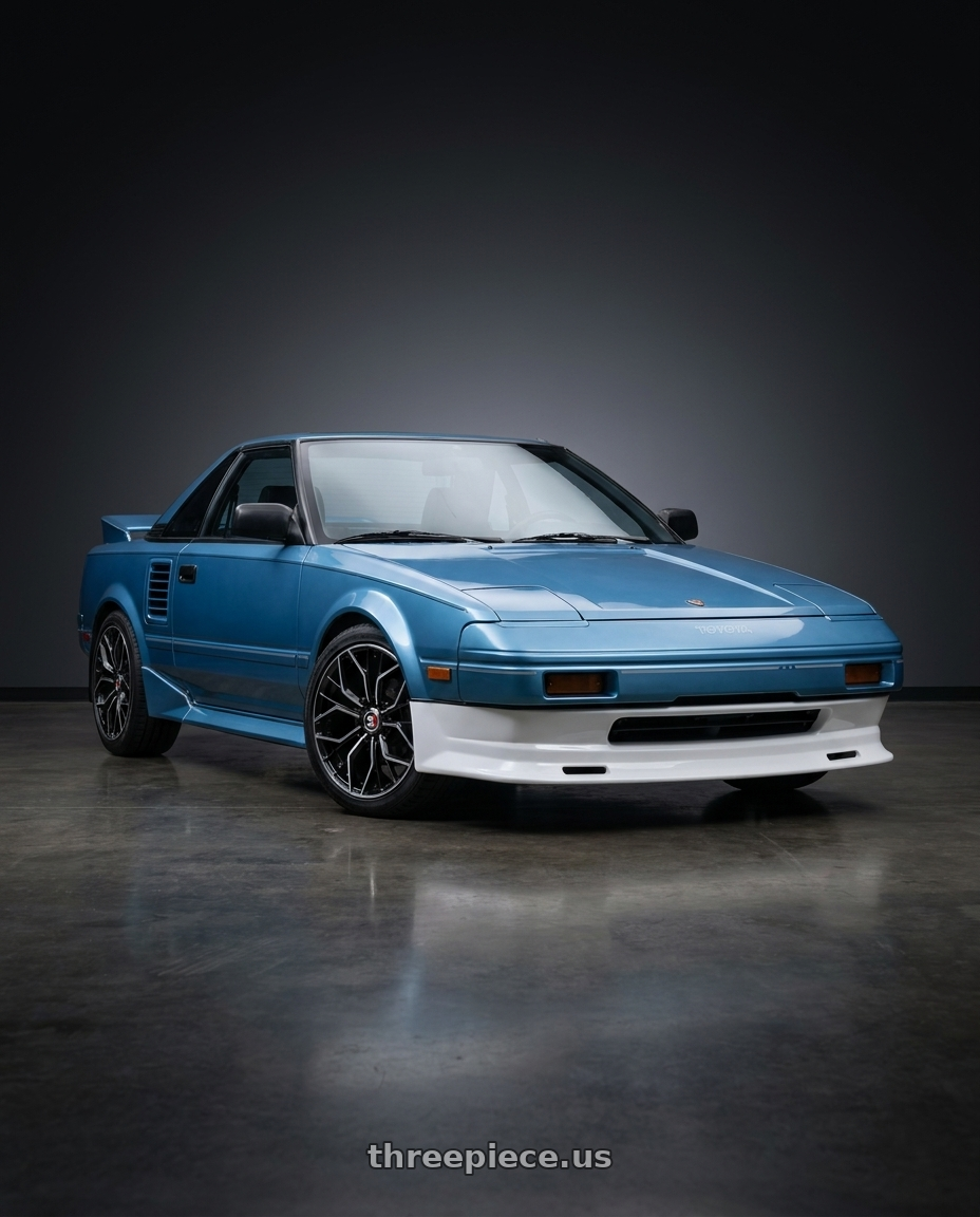 1986 Toyota mr2 with Spec-1 SP-76 4x100/4x114.3 15x6.5 +20 Gloss Black & Machined wheels