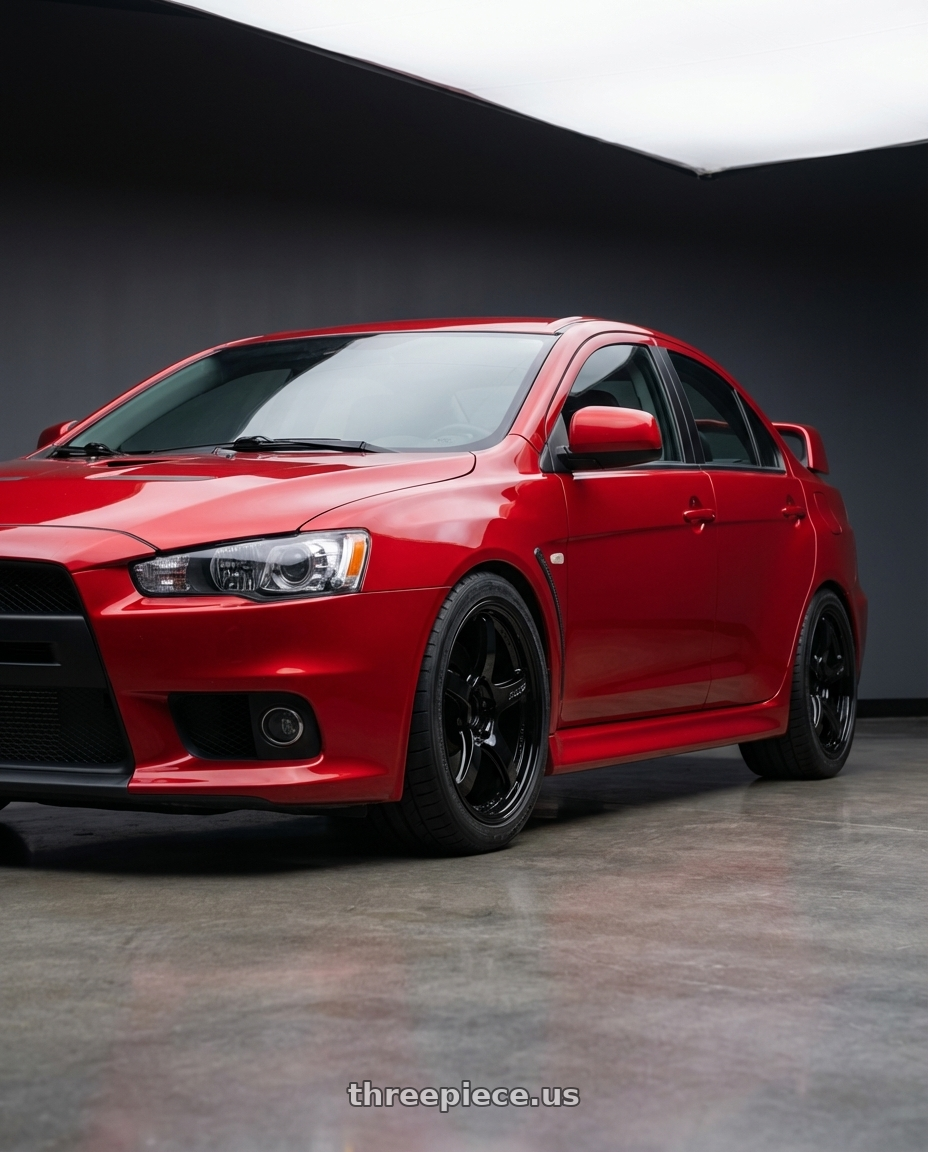 2012 Mitsubishi Lancer Evo X with Gram Lights 57CR 5x114.3 18x10.5+12 Glossy Black wheels