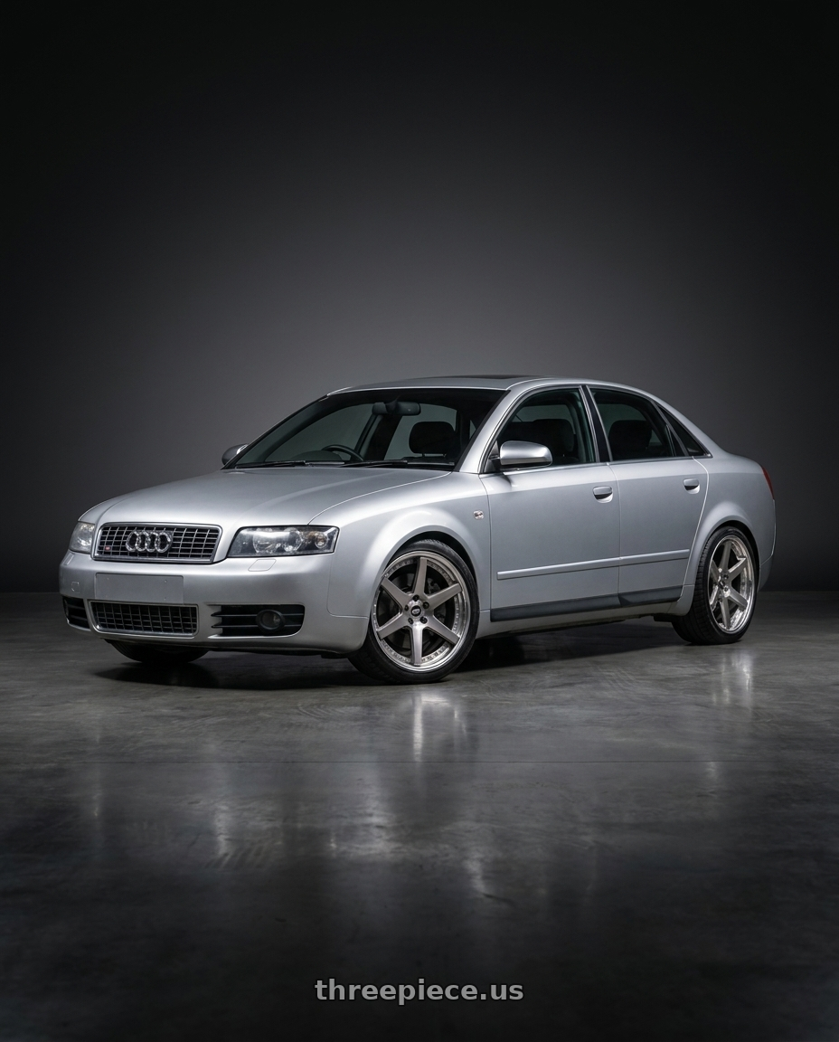 SIlver 2005 Audi S4 with Work Zeast St1 5x112 18x8.5+30 R Disk Transparent Grey Polish wheels