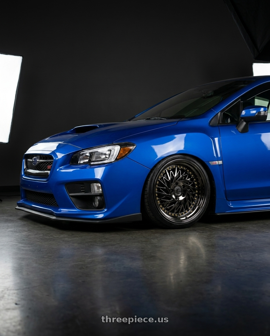 2018 Subaru WRX STI with Aodhan DS03 5x114.3 18x9.5 +30 Black Vacuum w/ Gold Rivets wheels