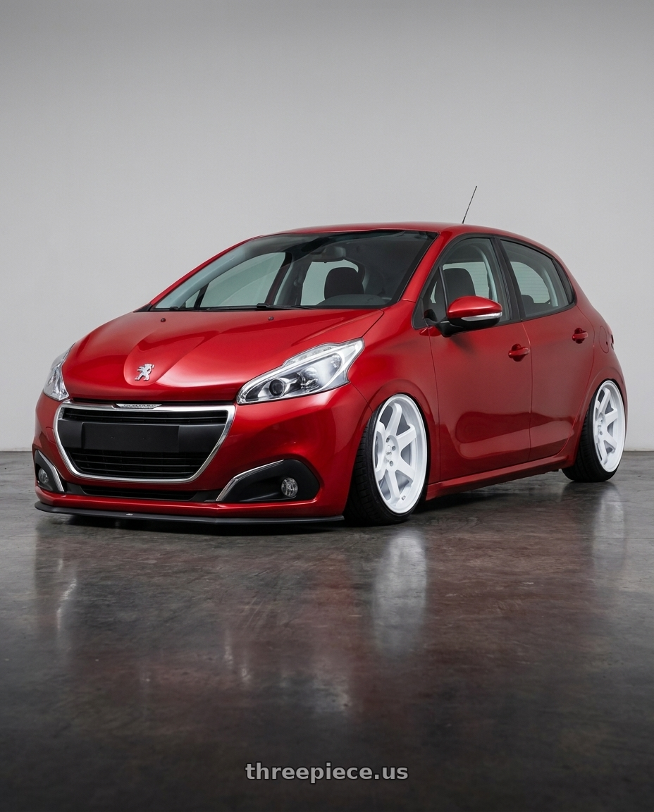2017 Peugeot 208 with F1R F106 5x114.3 17x8 +35 White wheels