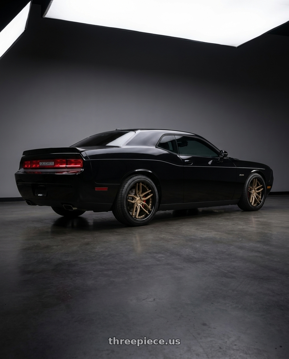 2014 dodge challenger black with Niche 1PC M195 METHOS 5X115 20X9 +18 MATTE BRONZE BLACK BEAD RING wheels rear three quarter view square tires