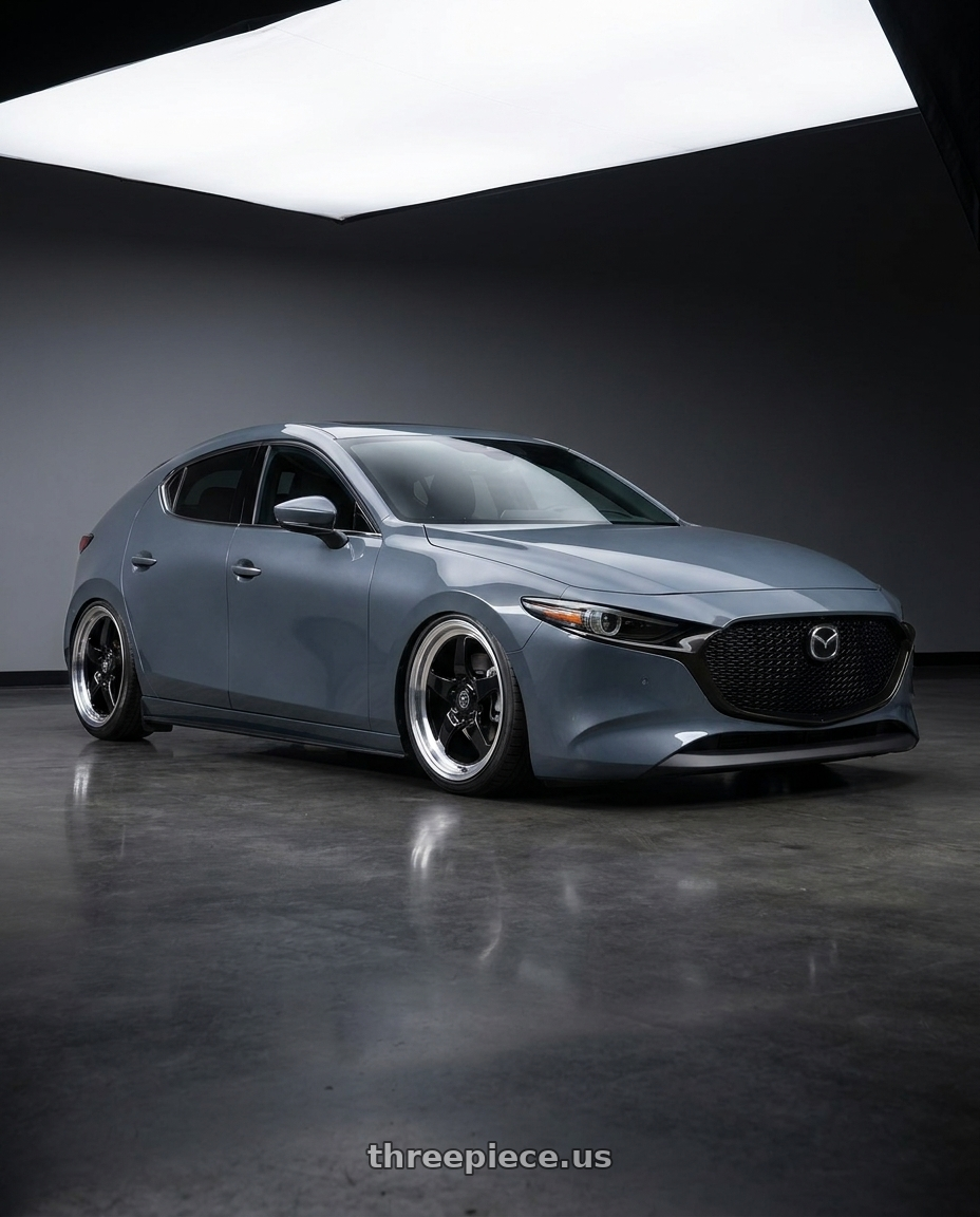 2023 Mazda Mazda3 Turbo with Forgestar D5 Drag 5x114.3 18x10 +42 Gloss Black Machined wheels