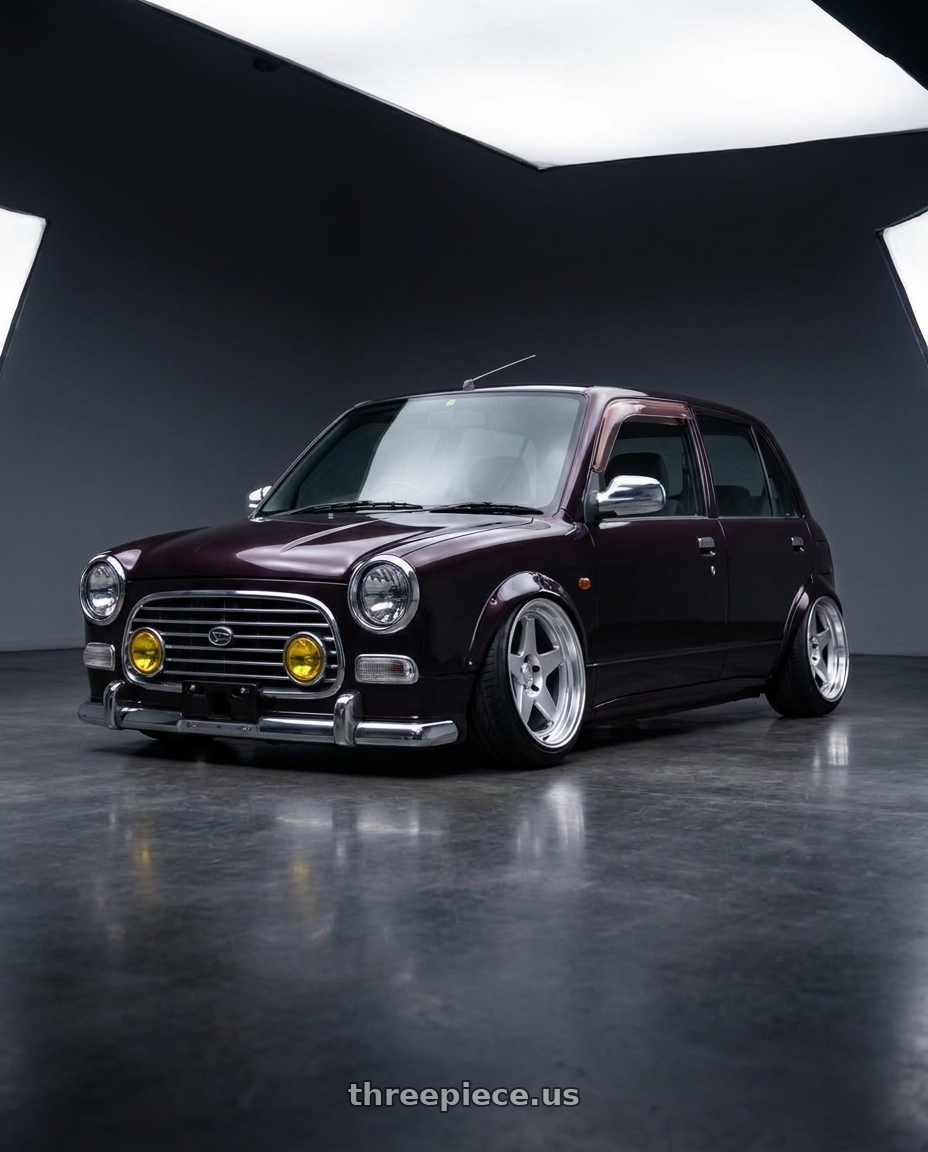 2001 Daihatsu Mira Gino 2 with Kansei K12H KNP 5X100 18x10.5 12 Hyper Silver wheels