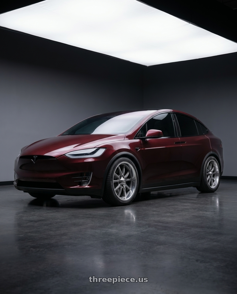 2022 Tesla Model X with Ridler Type 650 5x120 20x10+38 Grey/Polished Lip wheels