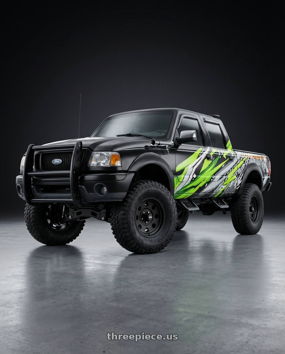 Ford ranger 3.0 powerstroke 2005 cabine dupla adesivada com gráfico with Scale 4X4 Sahara 5x114.3 16x8.0 +0 Matte Black wheels