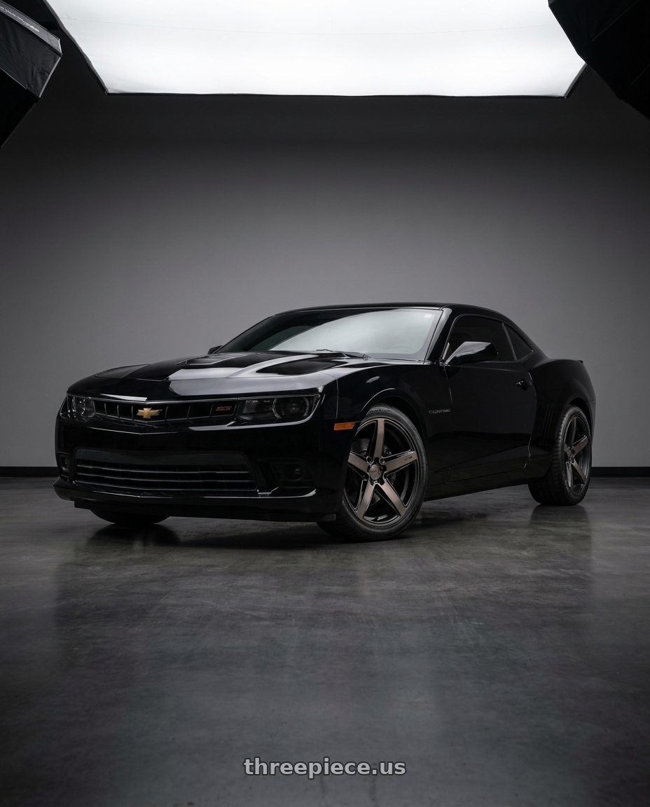 2015 Chevrolet Camaro SS Coupe with Niche 1PC M271 TERAMO 5X120 20X10.5 +35 MATTE BLACK WITH DOUBLE DARK TINT FACE wheels
