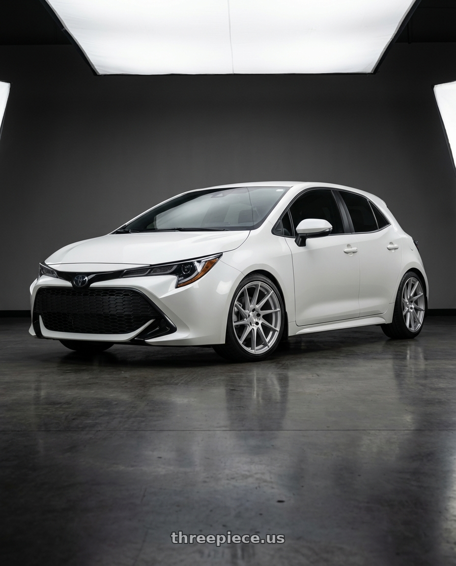 2023 Toyota Corolla Hatchback with Aodhan AH09 5x114.3 18x8.5 +35 Gloss Silver Machined Face wheels