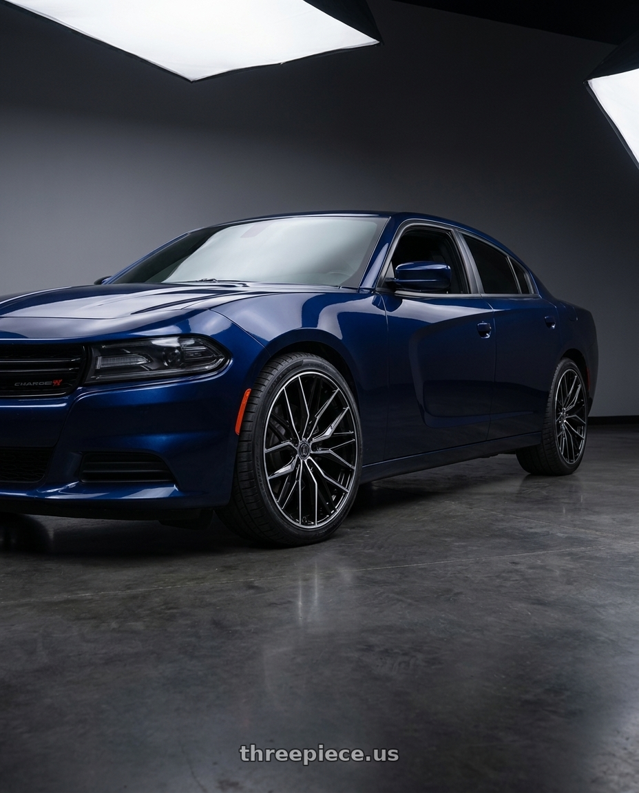 2016 Dodge Charger SXT with AXE WHEELS EX55 5x115 22x9 +25 Black And Polished Face wheels