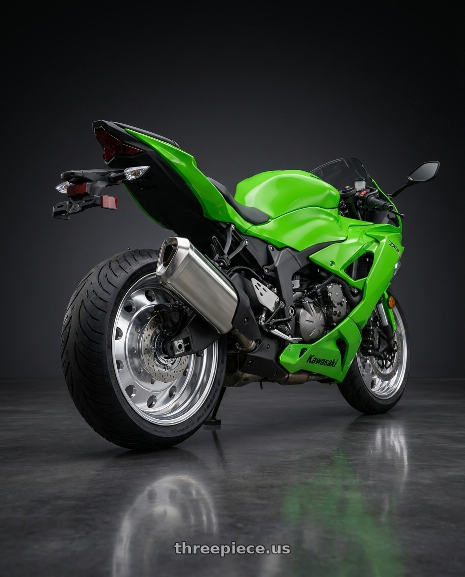 2026 Kawasaki ZX6R with ATX AO200 BAJA LITE 10X285.75 24.5X8.25 +144 POLISHED - INNER wheels rear three quarter view square tires