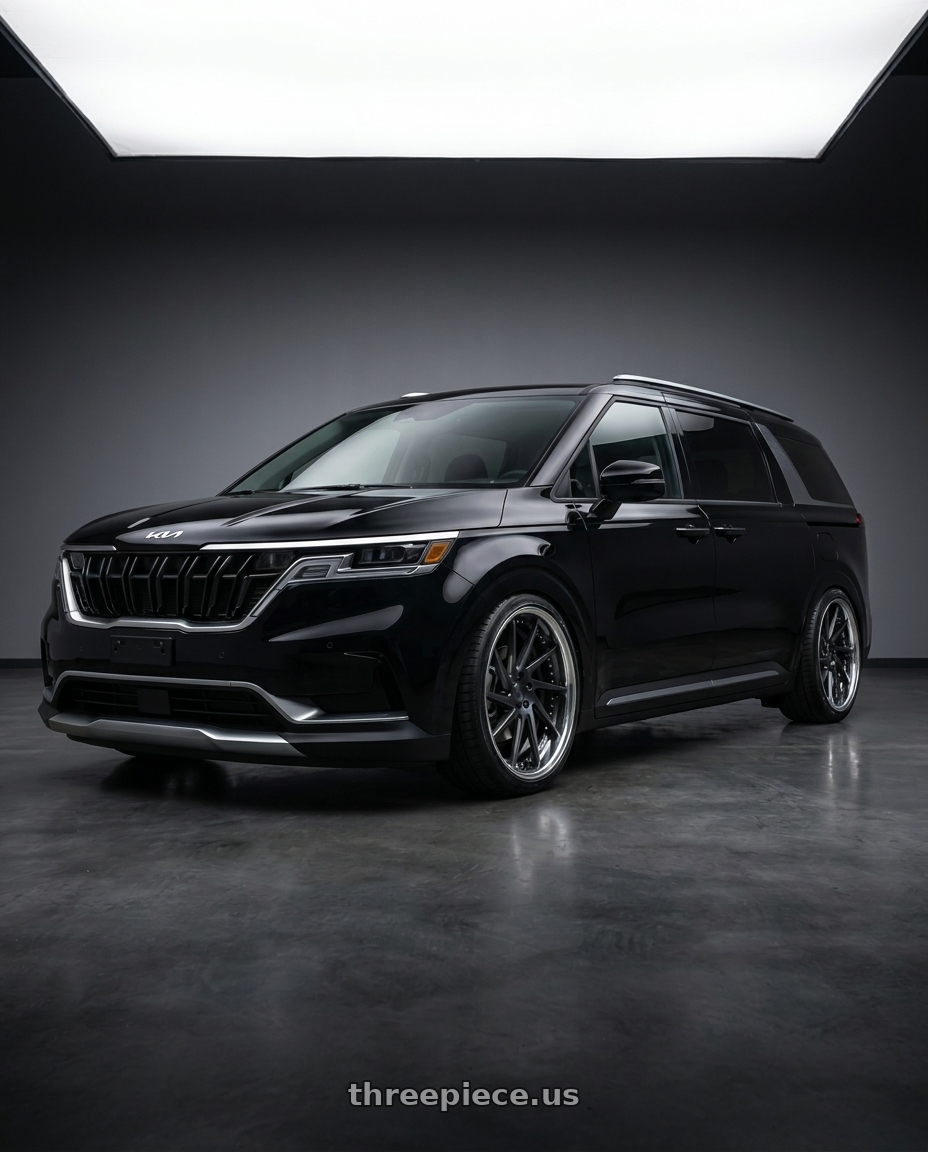 2025 Kia carnival with Work Gnosis Cvx 5x114.3 21x9+45 H Disk Matte Black wheels