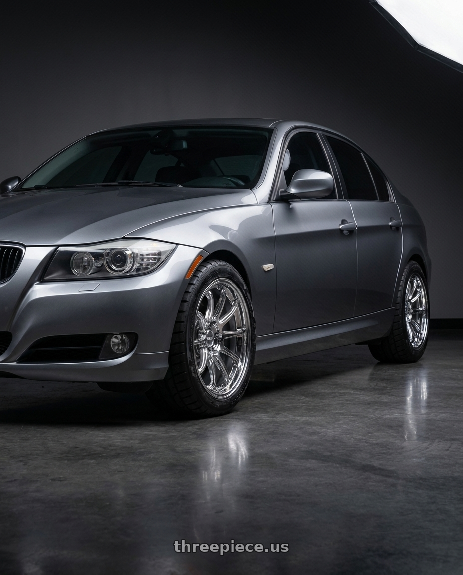 2011 BMW 328i with KATANA RACING HR06 5x120 18x9.5 +22 Chrome wheels