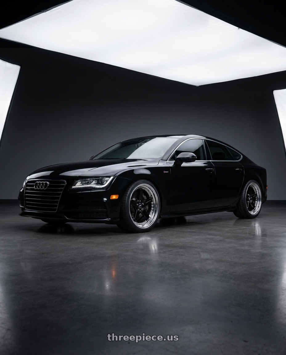2012 audi A7 with Work Zistance W5s 5x112 20x9+35 w disk Gloss Black wheels