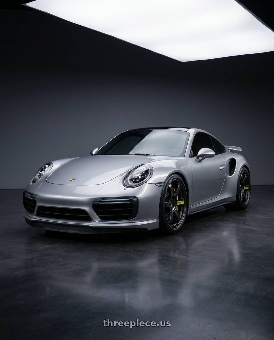 2017 porsche 911 turbo s with Volk Racing TE37 Saga SL M-Spec 5x114.3 18x10.0+40 Pressed Black wheels