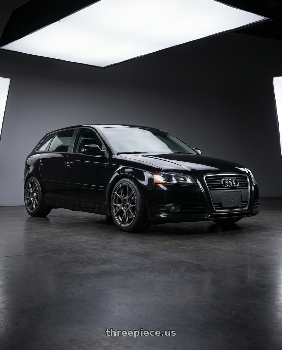 2012 Audi A3 8P with Konig Ampliform 5x112 18x8.5+43 Dark Metallic Graphite wheels