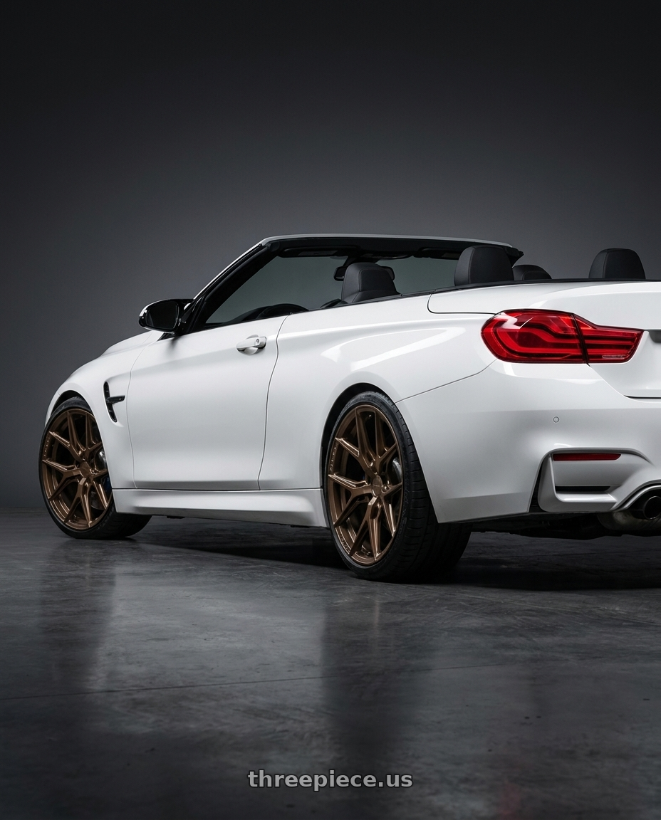 2020 BMW M4 with VOSSEN HF6-4 6X139.7 20x10 -18 TERRA BRONZE wheels rear three quarter view square tires