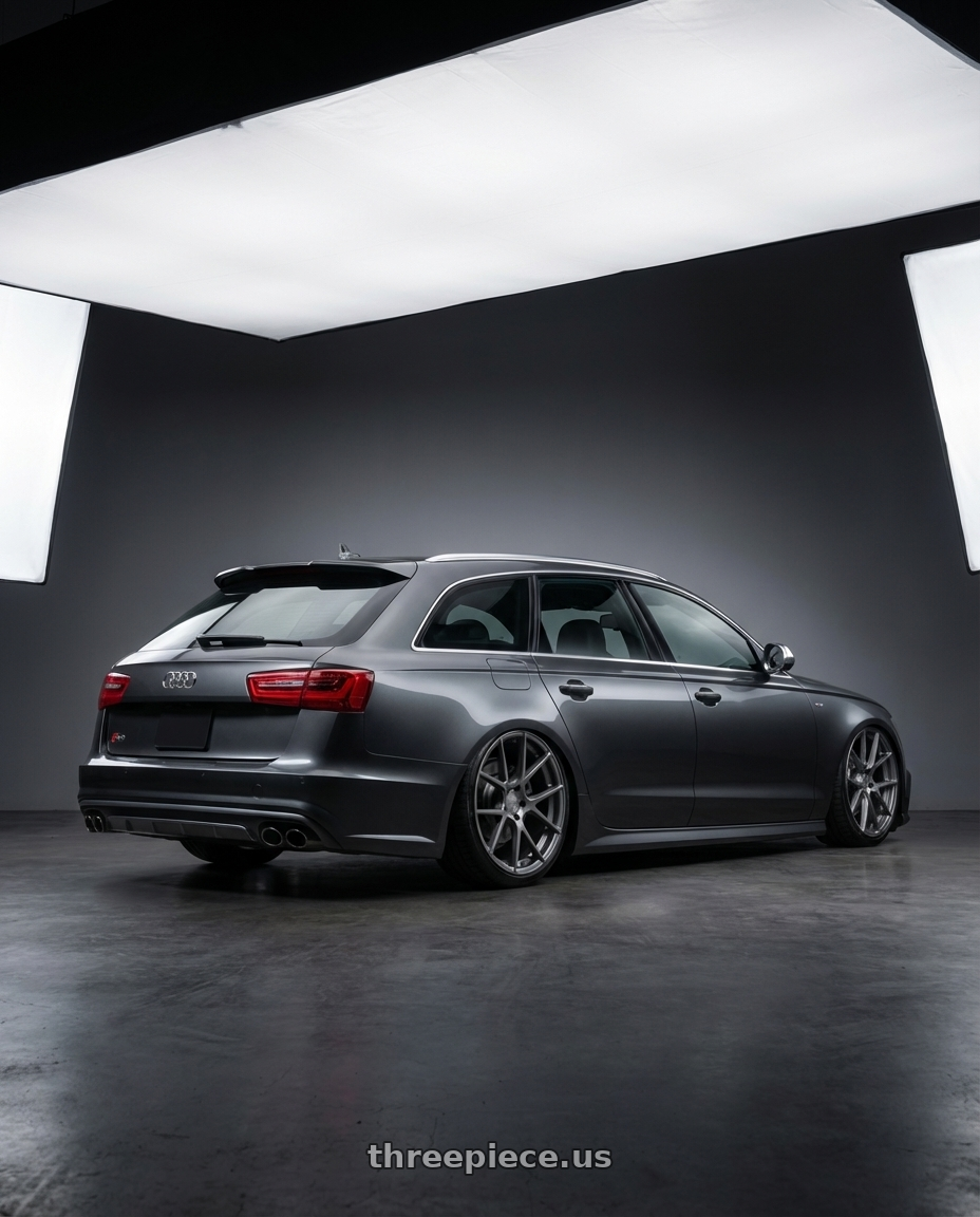 2016 Audi S6 C7 with Avant Garde Wheels M510 5X112 20x10 +25 Dolphin Grey wheels rear three quarter view slight stretch tires