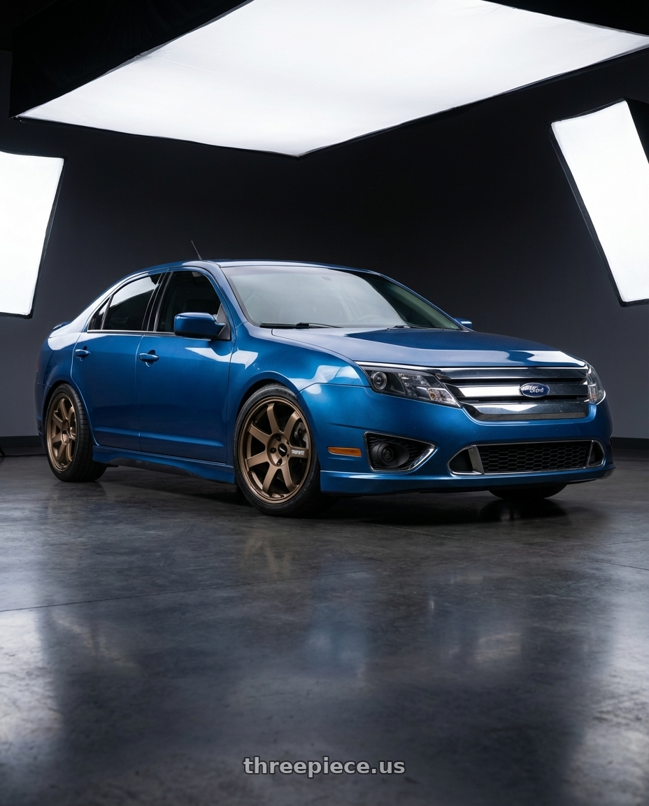 2011 Ford Fusion Sport, Blue Flame with Volk Racing TE37 Saga S-Plus 5x114.3 18x7.5+48 Bronze wheels