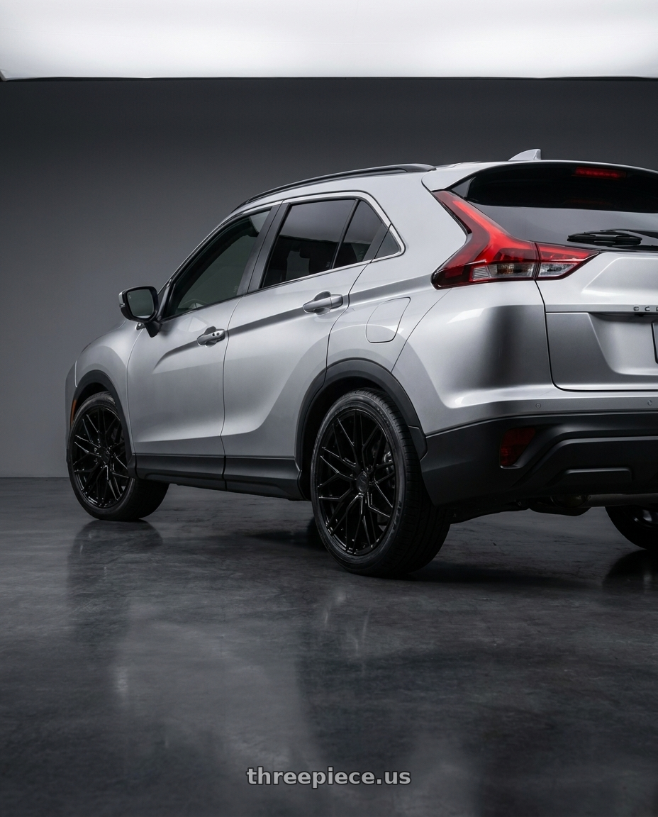 2022 Mitsubishi Eclipse Cross with Avant Garde Wheels M520R 5X114.3 20x10.5 +45 Gloss Black wheels rear three quarter view slight stretch tires