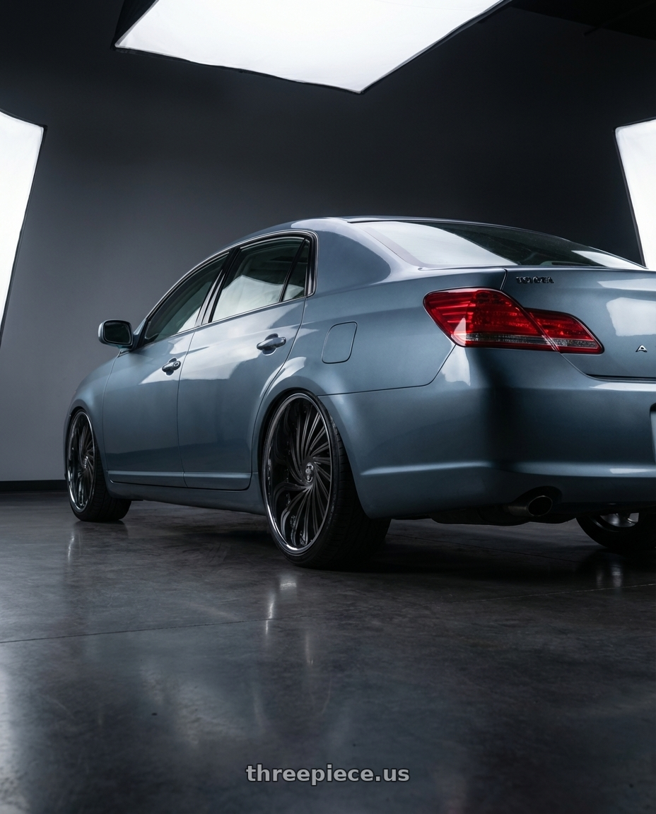 2008 Toyota Avalon with DUB 2PC S241 DAZED 5X120.65/5X127 24X10 +5 MATTE BLACK DOUBLE DARK TINT wheels rear three quarter view square tires