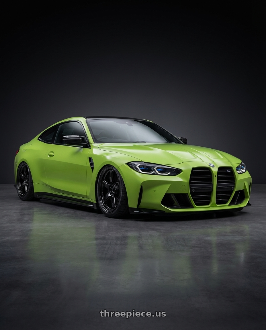 2024 BMW M4 G82 with Gram Lights 57CR 5x112 19x9.5+45 Glossy Black wheels