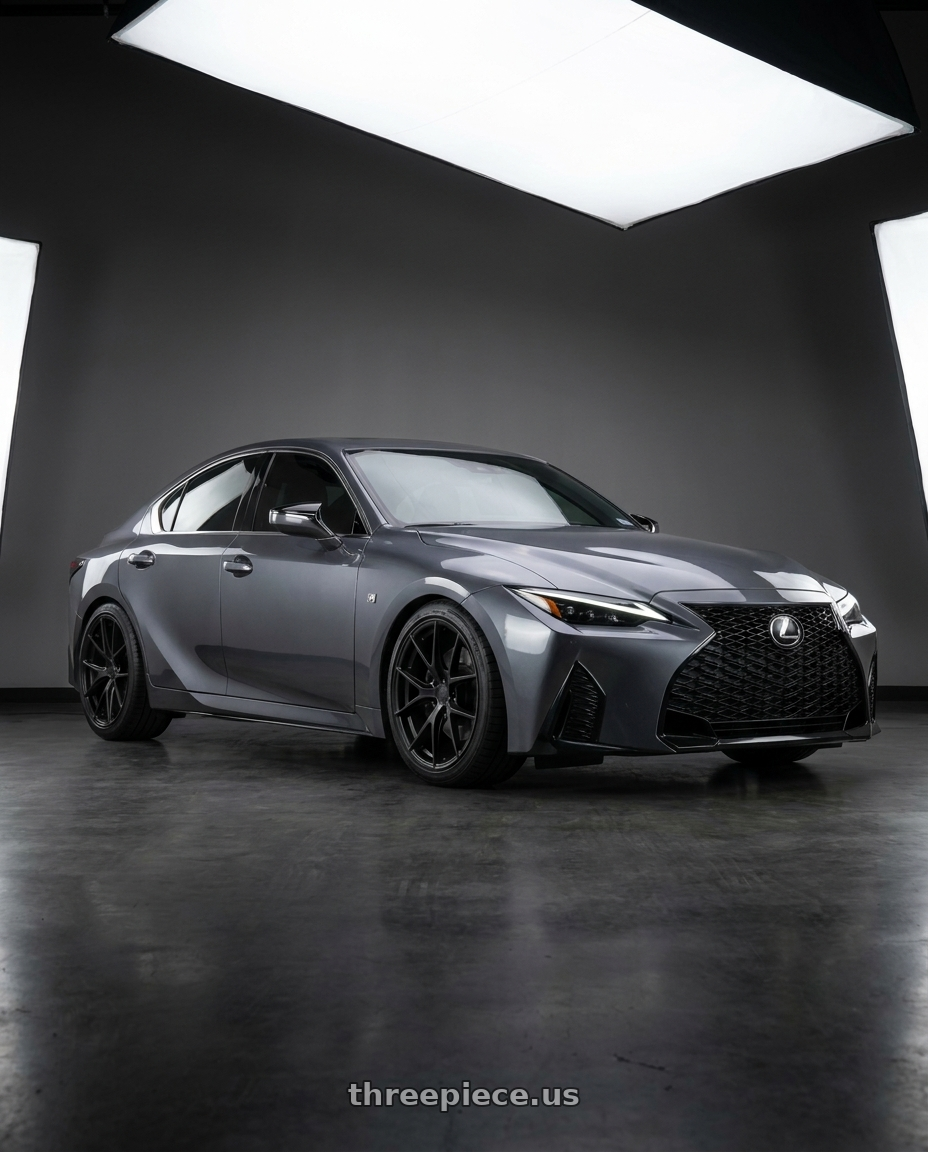 2021 Lexus IS350 Cloudburst Grey with Aodhan AFF7 5x112 18x8.5+35 Matte Black wheels