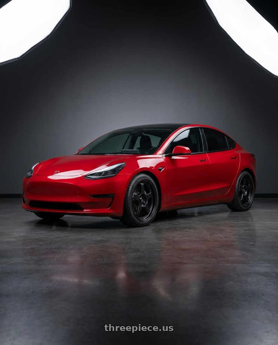 2022 Tesla Model 3 Performance with Vors SP1 5x100/5x114.3 17x8  +35 All Matte Black wheels