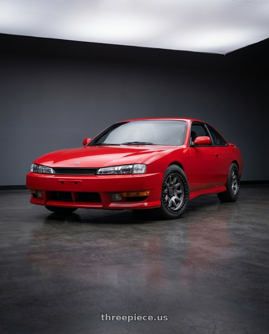 Nissan 240sx 1999 with Black Rhino CALICO 5X127 17X8.5 +34 MATTE GUNMETAL W/ MATTE BLACK LIP wheels