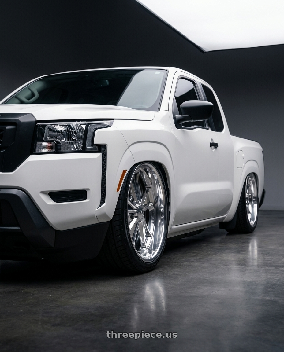 2021 nissan frontier double cab rwd with Boyd Coddington BC2P Speedster 5x114.3 18x7 +0 High Polish wheels