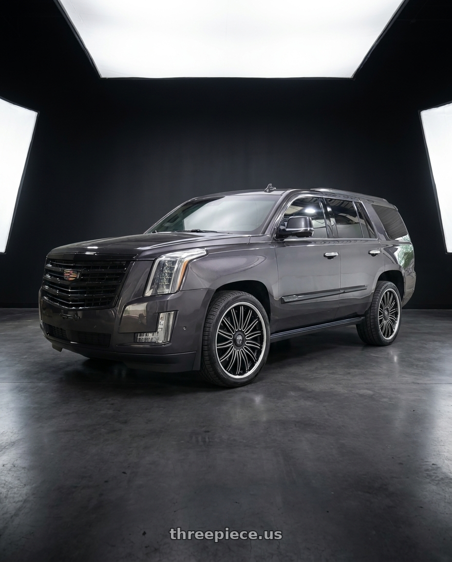 2017 Cadillac Escalade with MASSIV 928 5x112/5x114.3 24x9 +30 BLACK MILLED STAINLESS LIP wheels