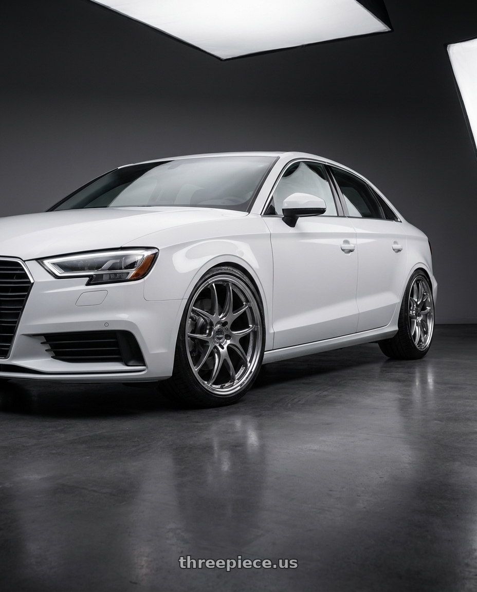 2018 Audi A3 Quattro premium with Homura 2X5RA 5x114.3 20x8.5+38 Grace Silver / Rim DMC wheels