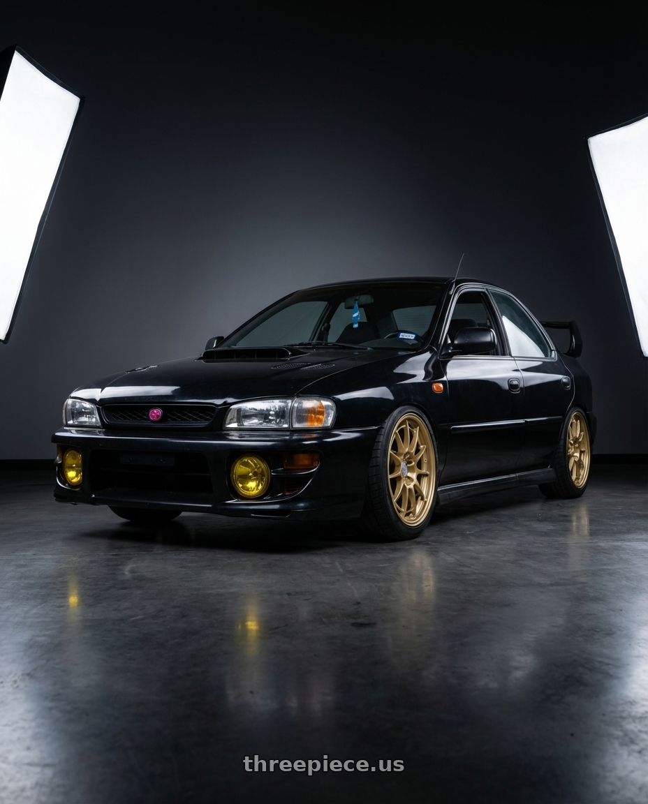 1998 Subaru Impreza GC8 with Enkei NT03+M 5x100 18x9.5+40 Gold wheels