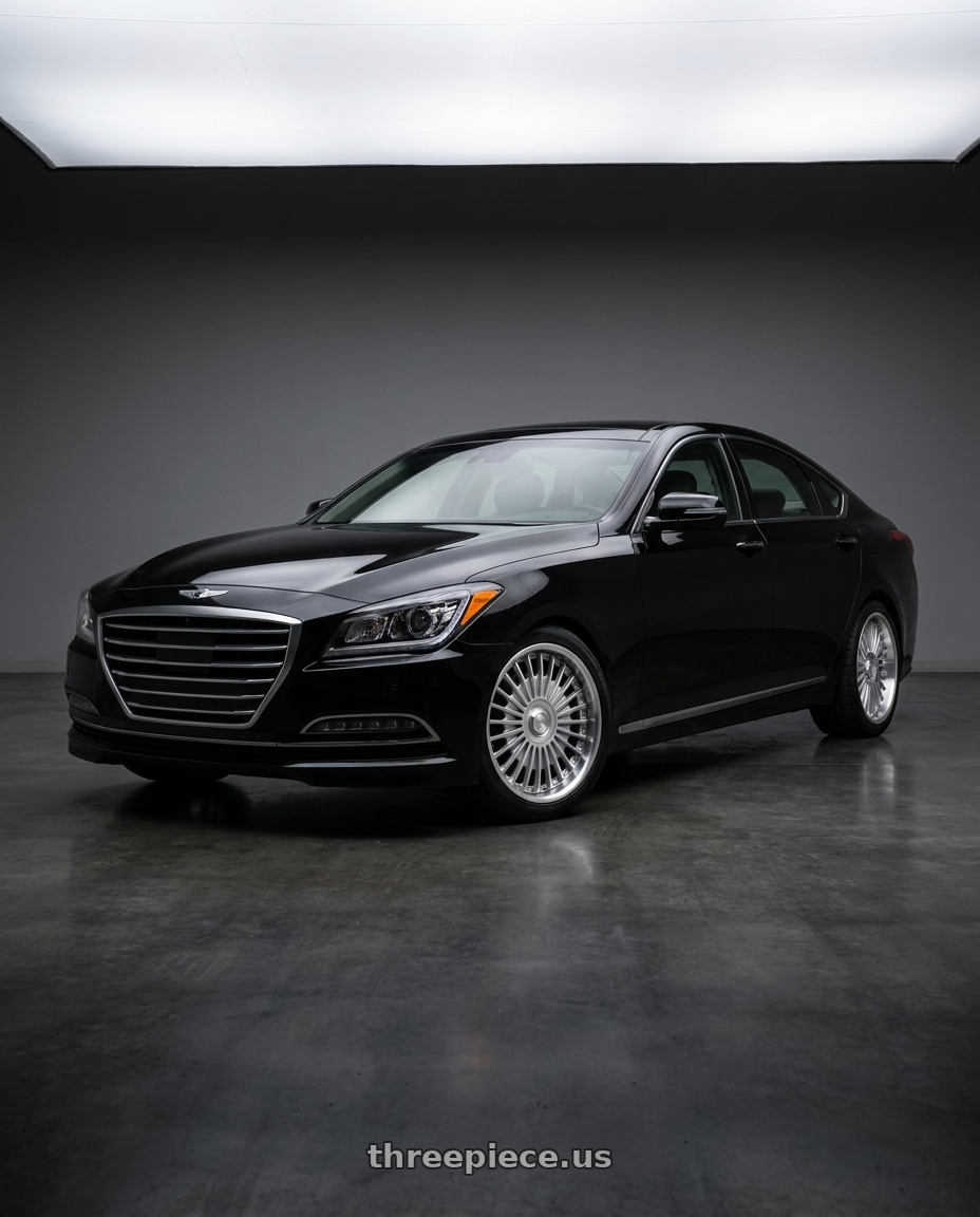 2016 Hyundai Genesis 3 8 with MRR VP4 5x114.3 19x8.5 +35 Silver Machined Lip wheels
