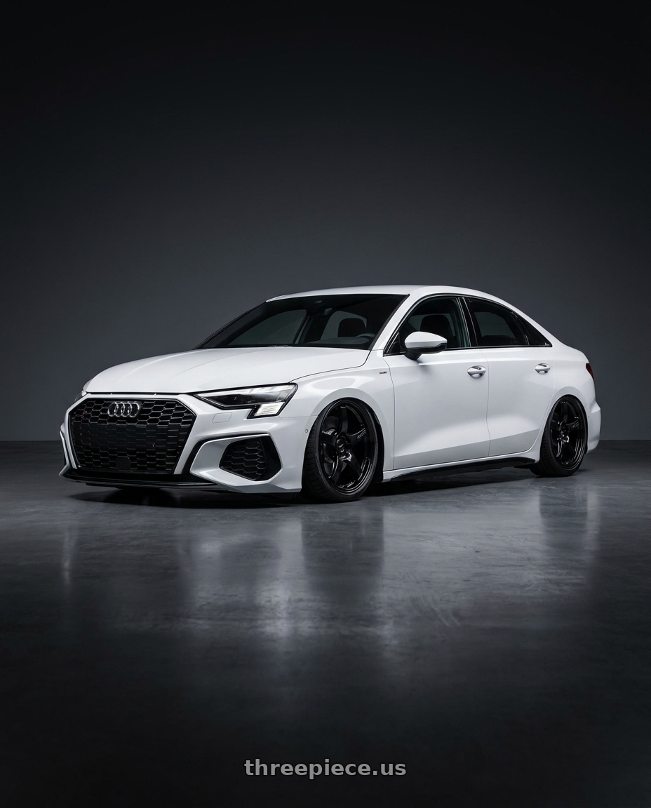 2024 Audi S3 8Y with Gram Lights 57CR 5x112 19x8.5+45 Glossy Black wheels