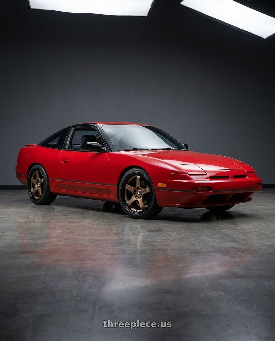 1993 nissan 240sx with Spec-1 SPT-31 blank 4x/5x 18x9.5 +42 Matte Bronze & Black Lip wheels