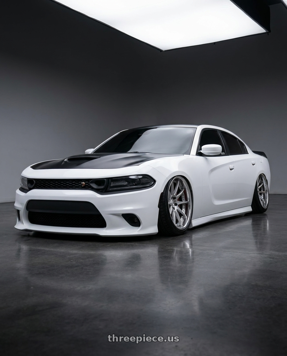 2021 Dodge Charger ScatPack with Work Emotion Cr 3P 5x115 20x10.5+18 L Disk Burning Silver wheels