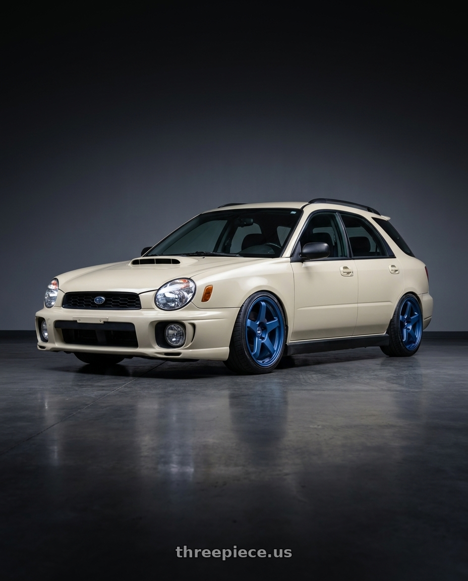 2002 Subaru wrx with Motegi MR151 CS5 5X100 18X8.5 +30 SATIN METALLIC BLUE wheels