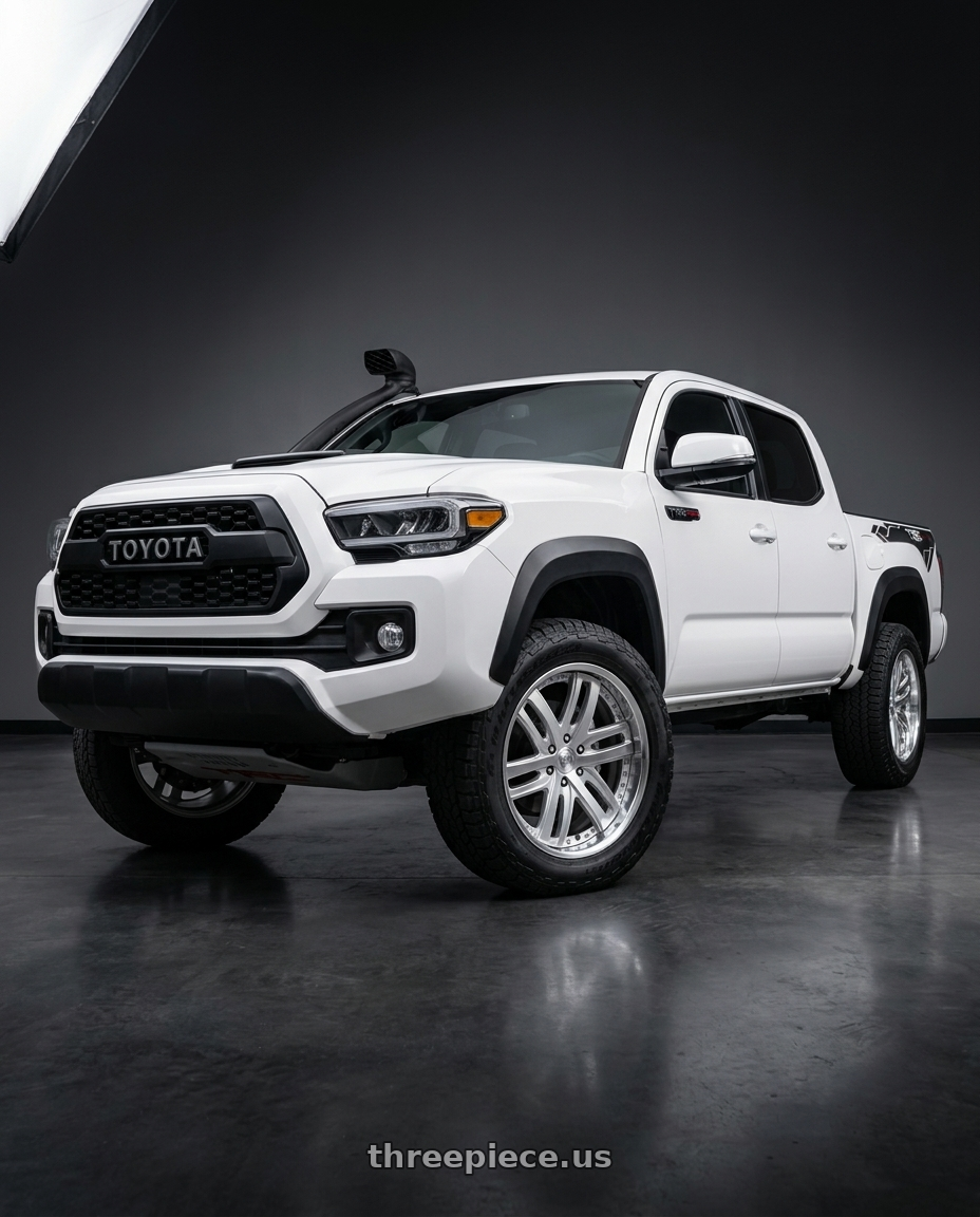 2022 Toyota Tacoma with Work Ls Brightring Suv 6x139.7 20x8.5+30 O Disk Calm Silver wheels