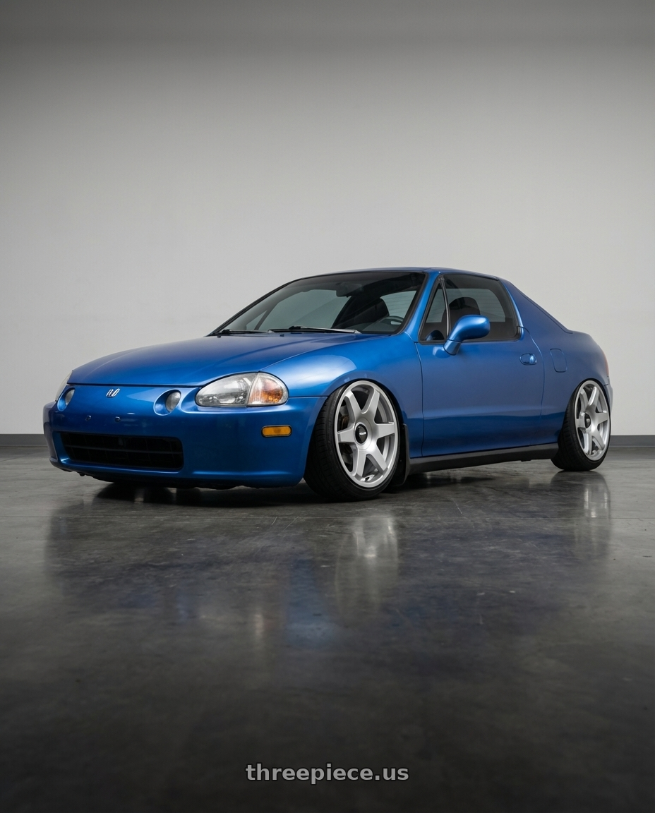 1998 honda del sol si with Rotiform 1PC R114 SIX BLANK 18X8.5 +35 GLOSS SILVER wheels