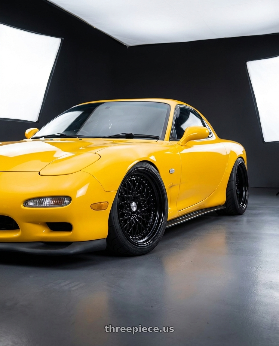 1993 Mazda RX7 with Work Gran Seeker Ccx 5x100 20x11+-7 A Disk Black wheels