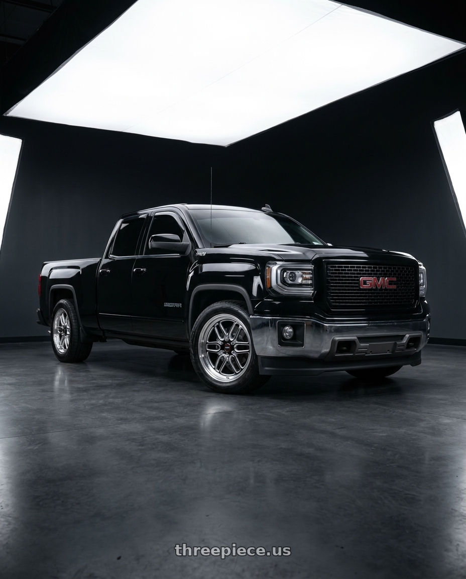 2015 gmc 1500 sle double with WELD Street Performance Laguna 6 Drag 6x139.7 20x5 -13 Gloss Black/Milled Diamond Cut Lip wheels