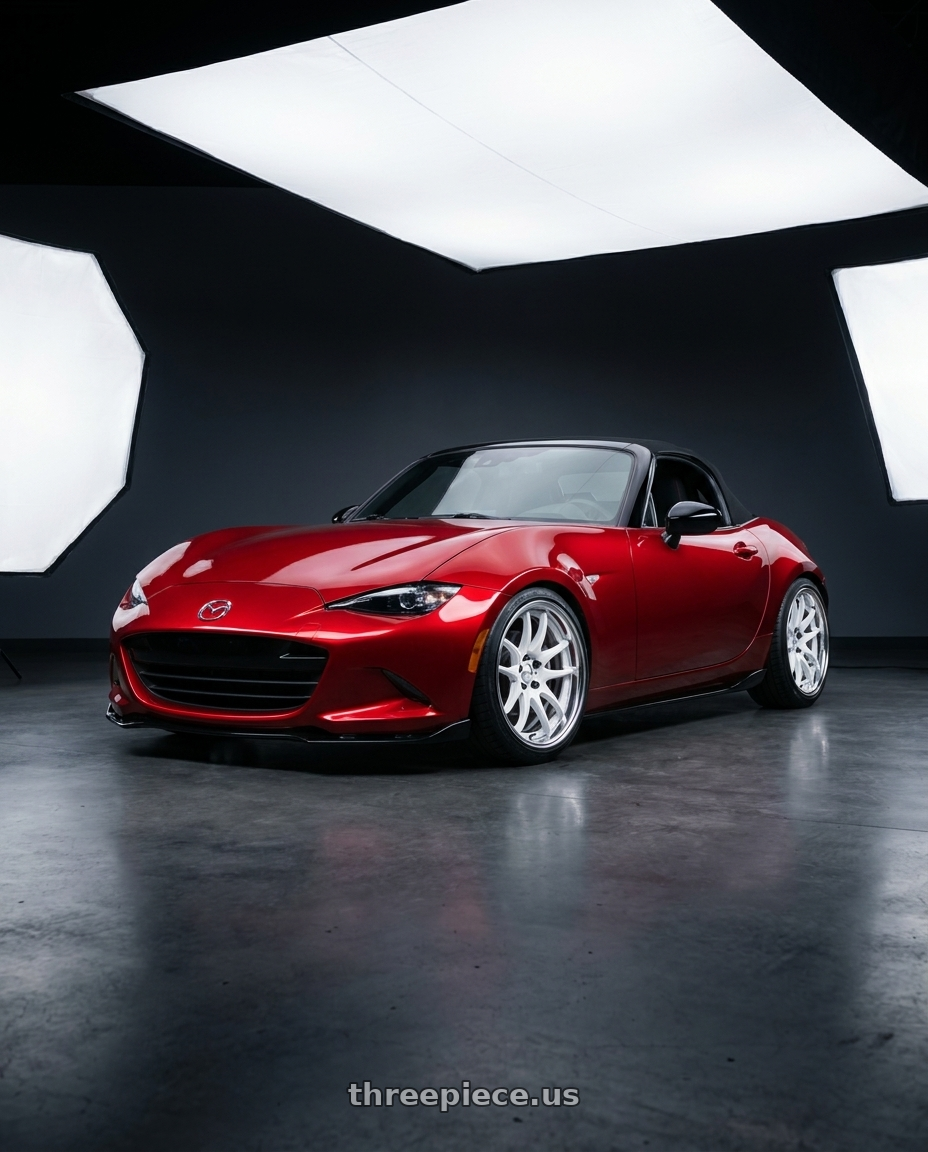 2024 mazda mx5  with Work Cr 2P 4x100 17x8.0 +38 Gloss White wheels
