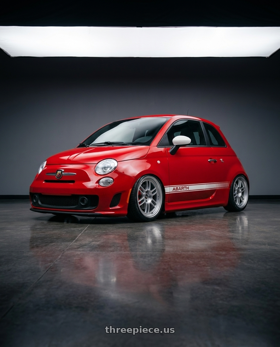 2015 Abarth 595 compitiozone with Enkei RPF1 4x100 17x7+35 Silver wheels