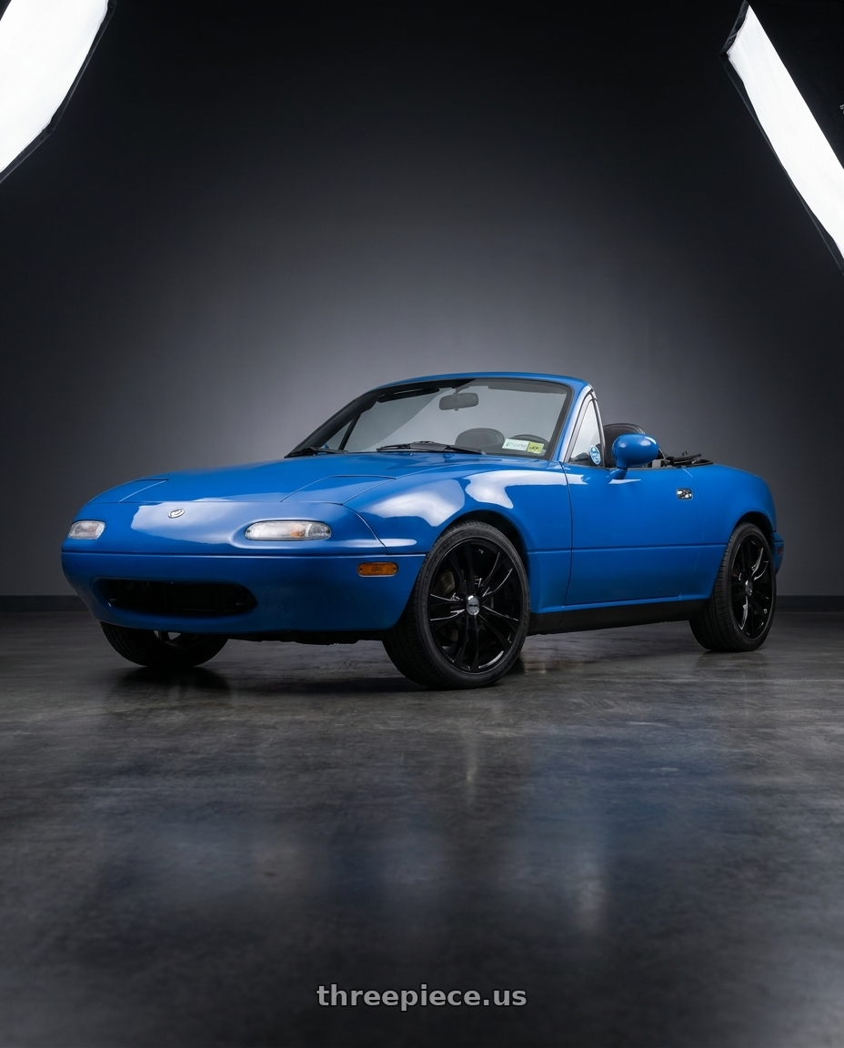 1993 Mazda Miata mx5 with TOUREN TR22 3222 4x100/4x114.3 14x6 +40 GLOSS BLACK wheels