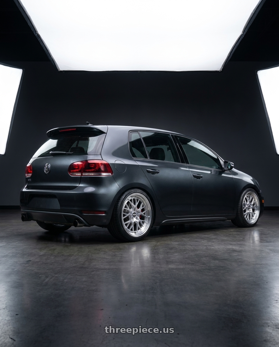 2013 volkswagen gti with ESR Wheels CS SERIES CS11 5x100 18x8.5 +30 Hyper Silver wheels rear three quarter view square tires